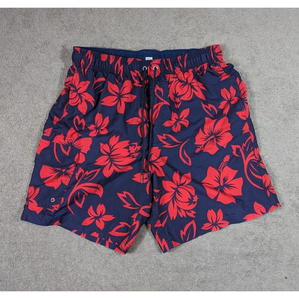 Croft & Barrow Shorts Men's Swim Trunks Size MED Red and Blue Floral print